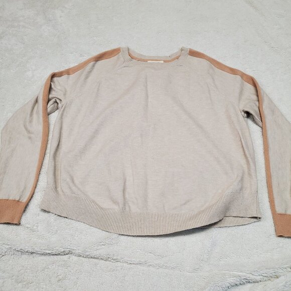 Olive and Vine Nude Boho Cottagecore Neutral Colorblock Lounge Cropped Sweater M - Picture 1 of 8
